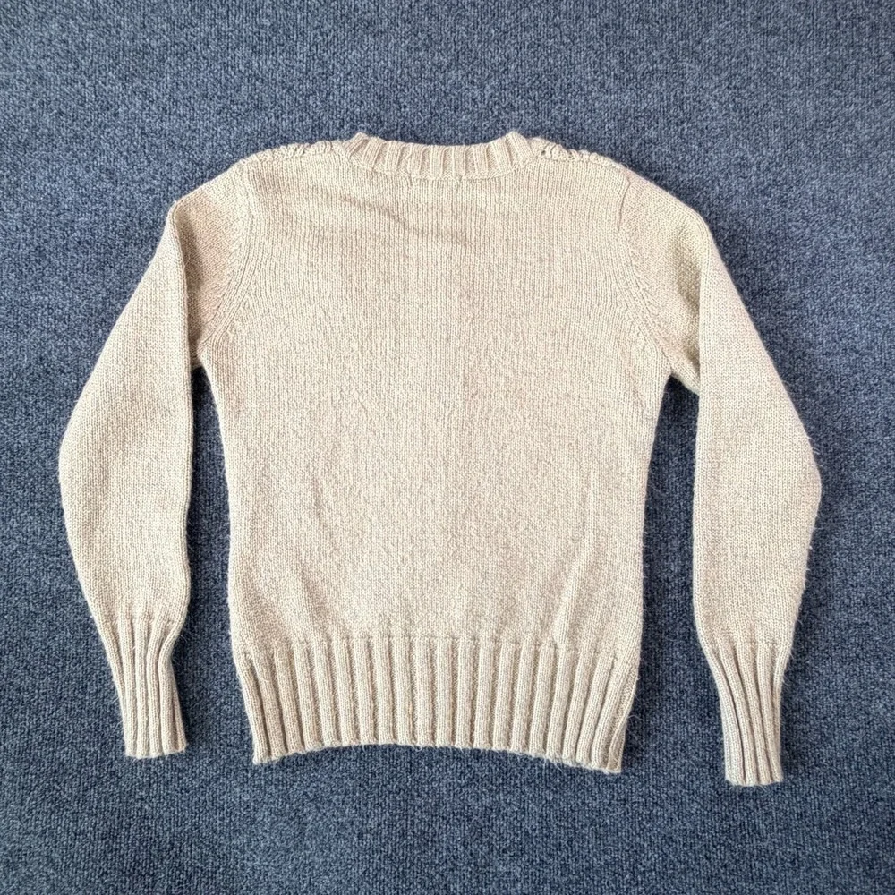 Dressbarn Cardigan Sweater Womens Small‎ Beige Cable Knit Floral Outdoor Winter